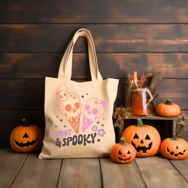 Bolso De Tela Halloween retro groovy dulce y espeluznante (Subido por el creador)