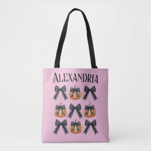 Bolso De Tela Halloween rosa de piel de calabaza personalizada