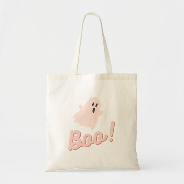 Bolso De Tela Halloween rosa fantasma Boo (Frente)