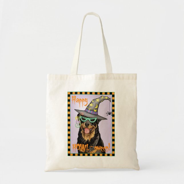 Bolso De Tela Halloween Rottweiler (Frente)