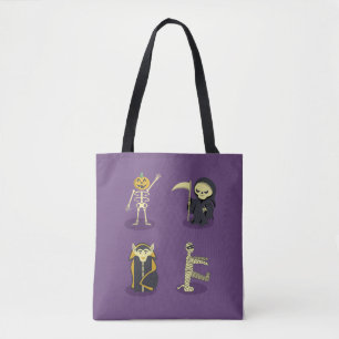 Bolso De Tela Halloween Skeleton Dracula Mummy Grim Reaper