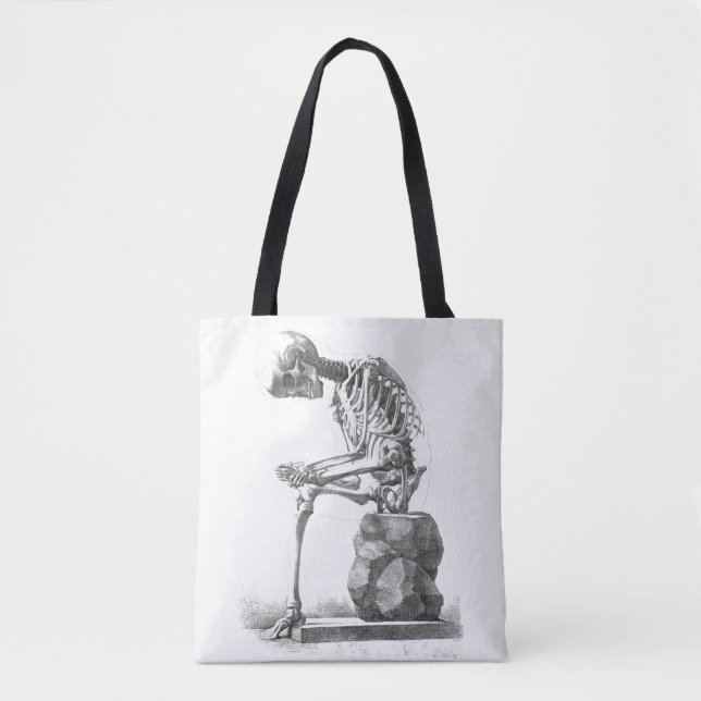 Bolso De Tela Halloween Skeleton Sitting Anatomy (Anverso)