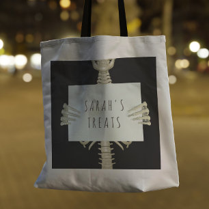 Bolso De Tela Halloween Skeleton Trick o Trema Personalizado