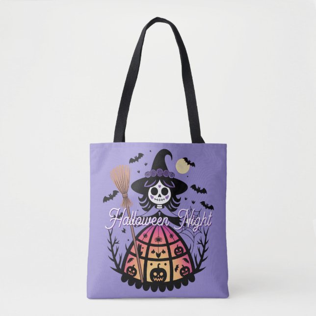 Bolso De Tela Halloween Skeleton Witch (Anverso)