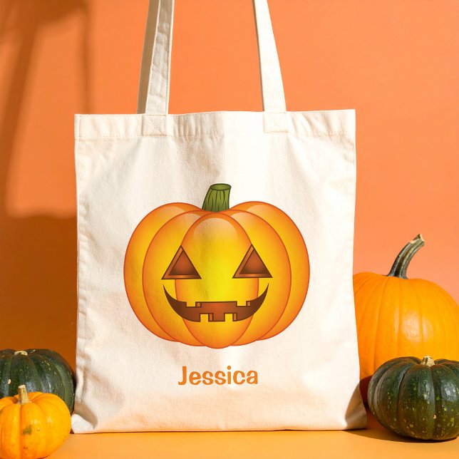Bolso De Tela Halloween sonriente lindo calabaza de Jack O Lante (Disclaimer: This image is a digital mockup.)