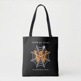 Bolso De Tela Halloween Spider Web Trick o Tremendo Monograma