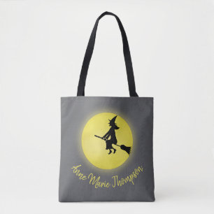 Bolso De Tela Halloween Spookan Witch Broomstick Moonlight