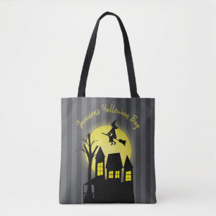 Bolso De Tela Halloween Spookan Witch Broomstick Moonlight