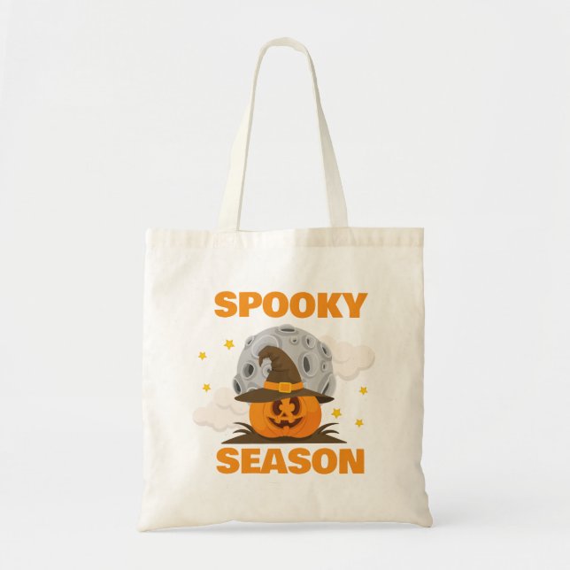 Bolso De Tela Halloween Spookin Season Cute Naranja Pumpkin (Frente)