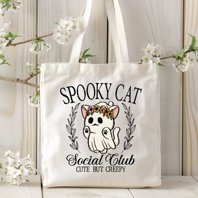 Bolso De Tela Halloween Spooky Cat Social Club Funny (Subido por el creador)