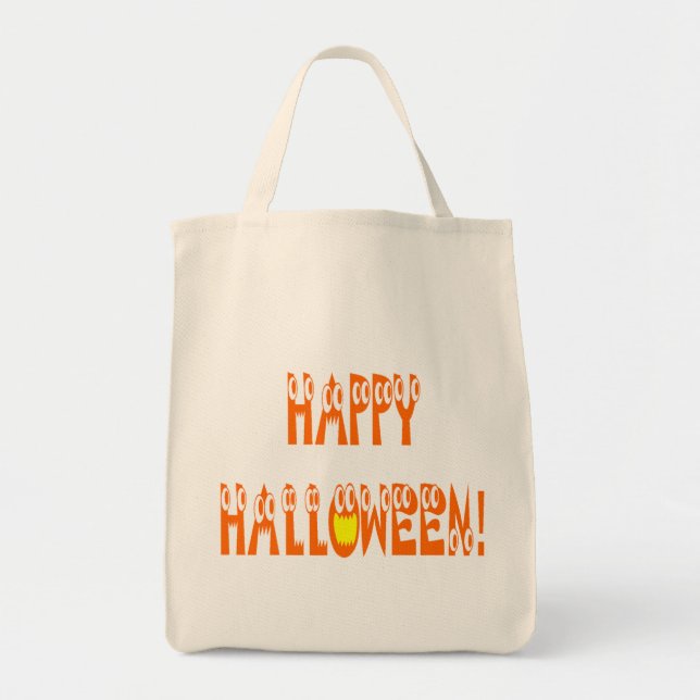 Bolso De Tela Halloween Squash Text (Frente)
