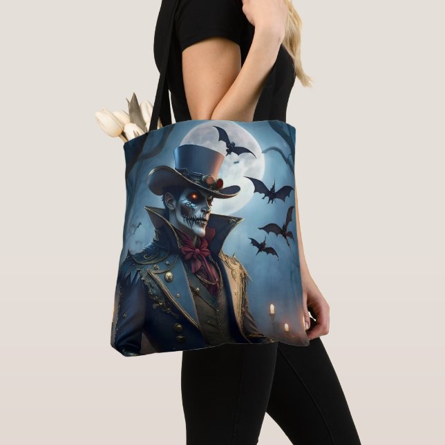 Bolso De Tela Halloween Steampunk Sureño Caballero Zombie (Detalle)