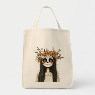 Bolso De Tela Halloween Sugar Skull Woman Shoulder Tote