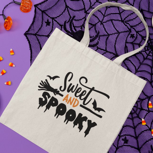 Bolso De Tela Halloween Sweet And Spooky Typographic Text (Subido por el creador)