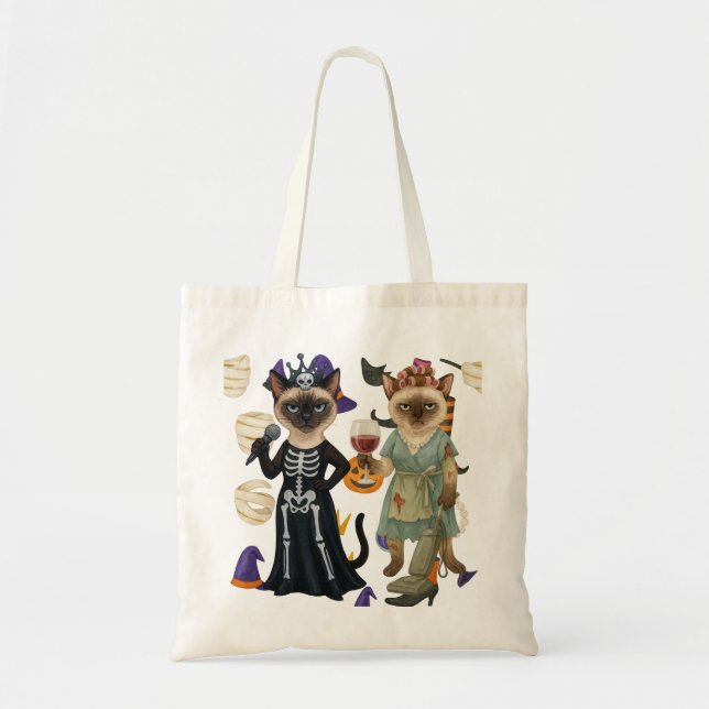 Bolso De Tela Halloween themed for Siamese Cat Lovers  (Frente)