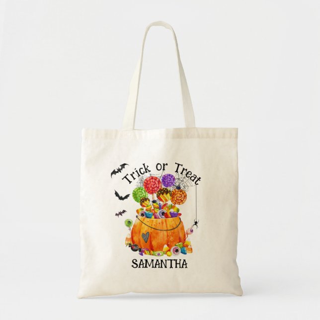 Bolso De Tela Halloween: Trick de golosinas o Tote de presupuest (Frente)