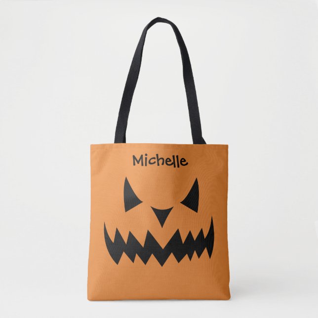 Bolso De Tela Halloween Trick o Trato a Jack O' Lantern Bats Nam (Anverso)
