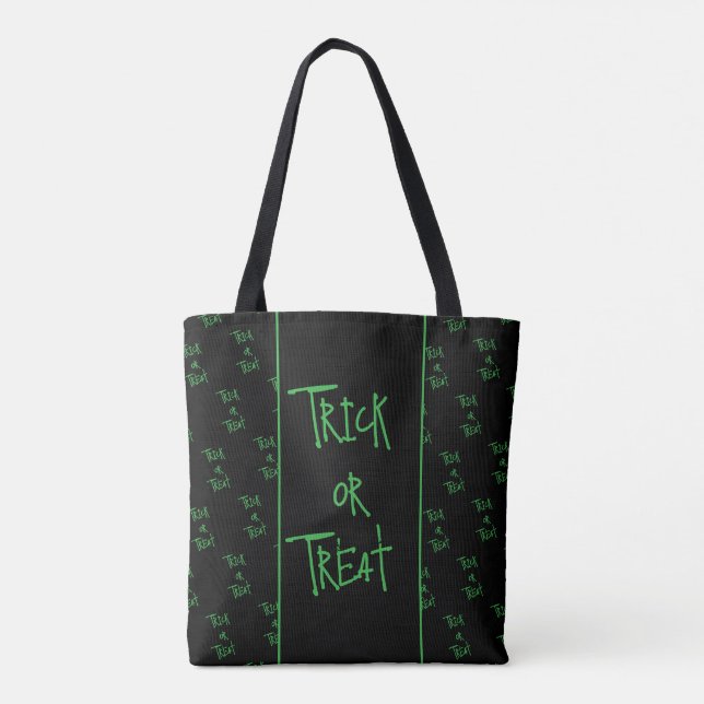 Bolso De Tela Halloween trick or treat green and black (Reverso)