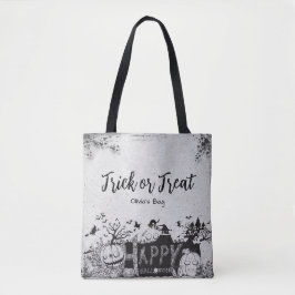 Bolso De Tela Halloween "Truco o trato" con nombre