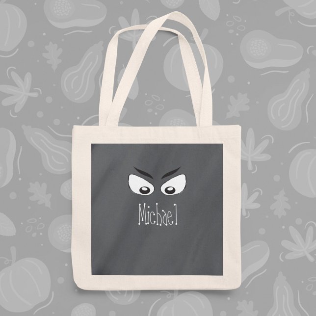 Bolso De Tela Halloween Truco o Trato Fantasmagórico Espiritual  (Whimsical Halloween ghost trick or treat tote bag with cute spooky design.)