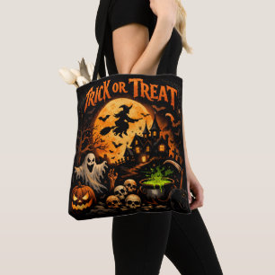 Bolso De Tela Halloween Truco o Trato Negro y Naranja