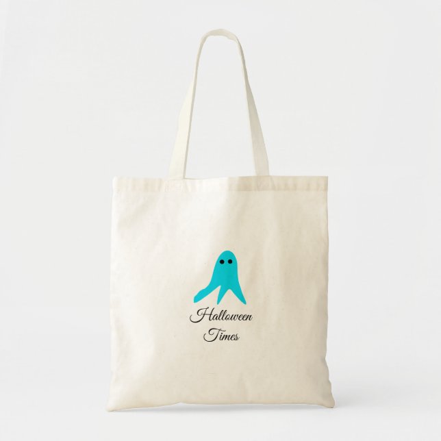 Bolso De Tela Halloween veces el fantasma azul garabato dibujado (Frente)