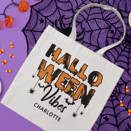 Bolso De Tela Halloween Vibes Moderno Typography Nombre personal