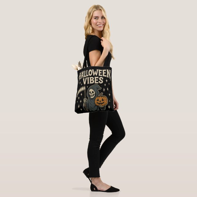 Bolso De Tela Halloween Vibes Reaper - Negro (Puesto)