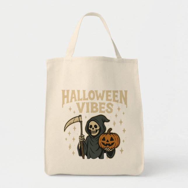 Bolso De Tela Halloween Vibes Reaper Tote Bag (Frente)