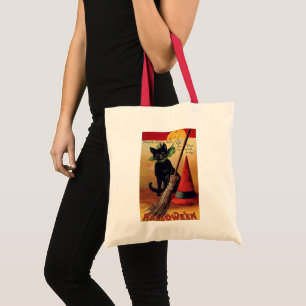 Bolso De Tela Halloween vintage de Ellen Clapsaddle, gato negro