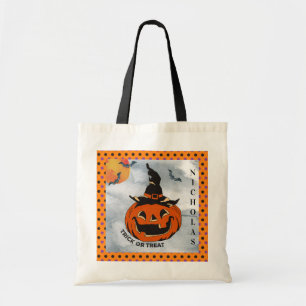 Bolso De Tela Halloween Vintage Jack O'Lantern Trick or Trete