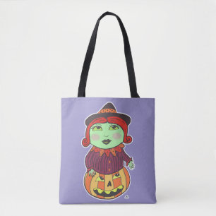 Bolso De Tela Halloween Vintage Witch Classic Retro Purple