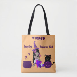 Bolso De Tela Halloween Wandering Witch Naranja Cuato