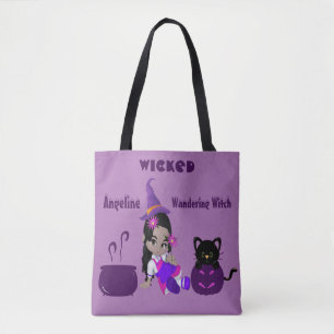 Bolso De Tela Halloween Wandering Witch Purple Cute Diversión
