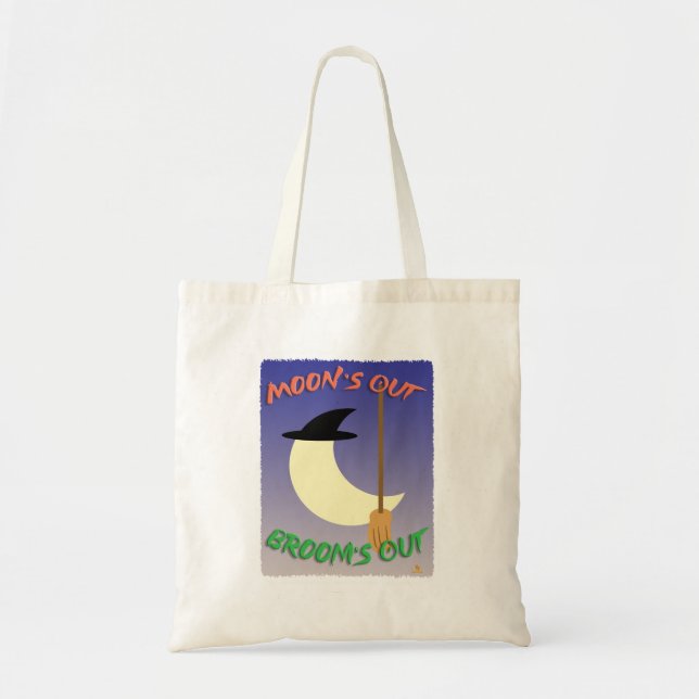 Bolso De Tela Halloween Witchy Moons Out Brooms Motto (Frente)
