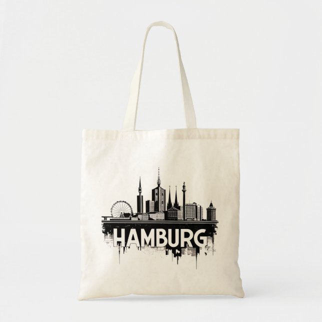 Bolso De Tela Hamburgo Alemania Skyline-Cityscape Reflexión urba (Frente)
