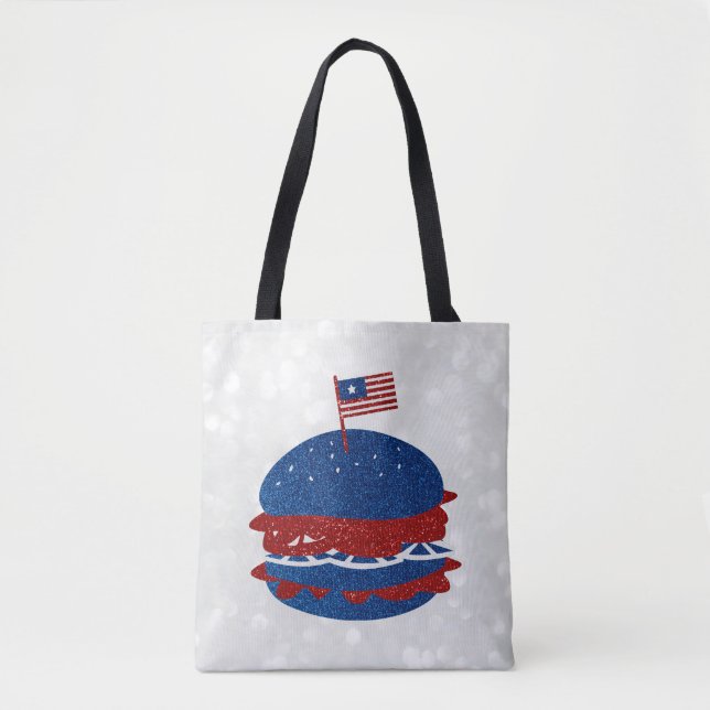 Bolso De Tela Hamburguesa 4 de julio Purpurina (Anverso)