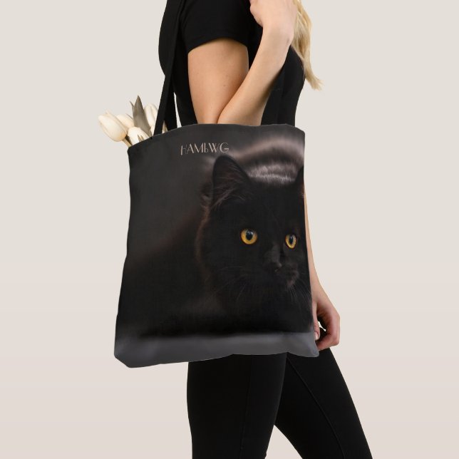 Bolso De Tela HAMbWG - Tote de gato negro (Detalle)