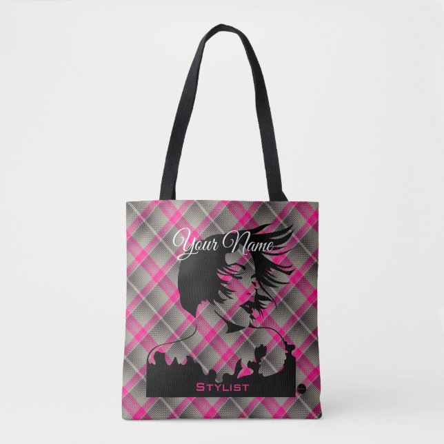 Bolso De Tela HAMbyWhiteGlove Tema del peluquero con rosado (Anverso)