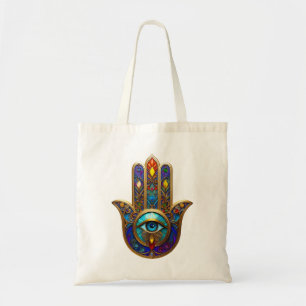 Bolso De Tela Hamsa Colorido de Oro Turquesa Zafiro Tercer Ojo