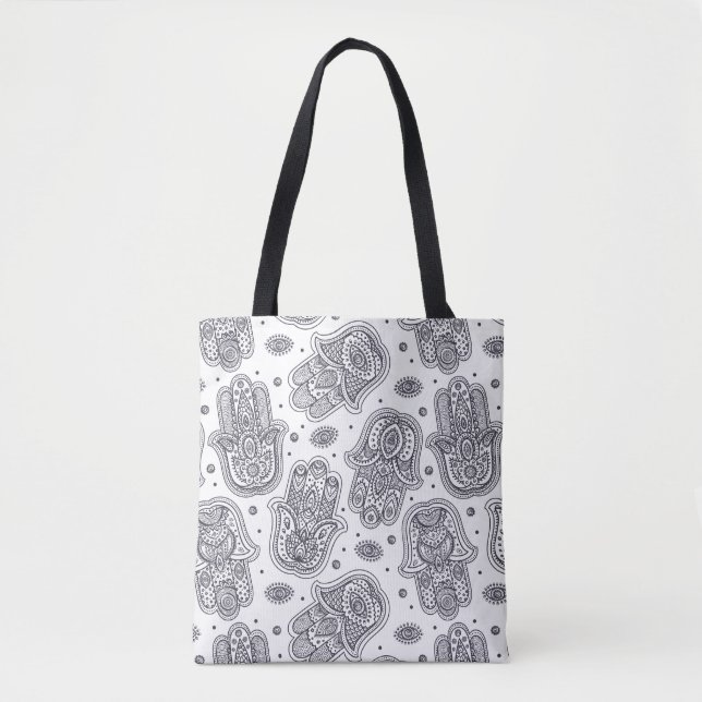 Bolso De Tela Hamsa dibujado mano inspirado 2 (Anverso)