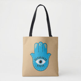 Bolso De Tela Hamsa Hand Greek Evil Eye Blue