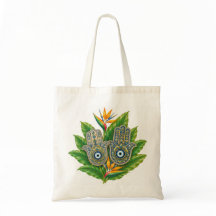 Hamsa Ojo Turco con Flor de Ave del Paraíso Tropic