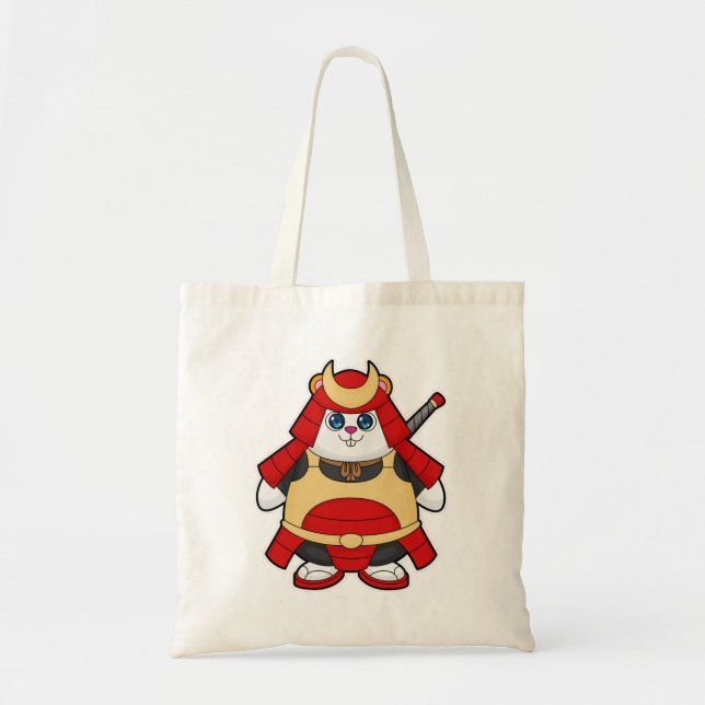 Bolso De Tela Hámster como guerrero con armadura (Frente)