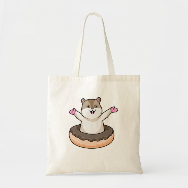 Bolso De Tela Hamster con donut de chocolate (Frente)