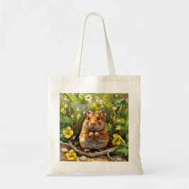 Bolso De Tela Hamster Dorado Sirio En Un Campo De Flores