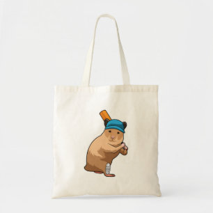 Bolso De Tela Hámster en Cricket con bate de críquet
