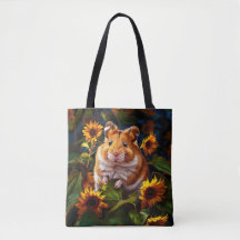 Hamster entre girasoles