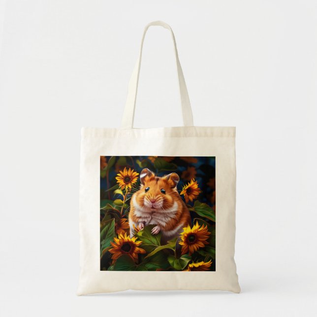Bolso De Tela Hamster entre girasoles (Frente)