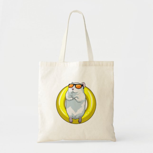 Bolso De Tela Hámster nadando con flotador (Frente)
